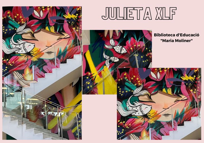 Inauguració del mural de l'artista valenciana Julieta XLF a la Biblioteca d'Educació, “Maria Moliner”